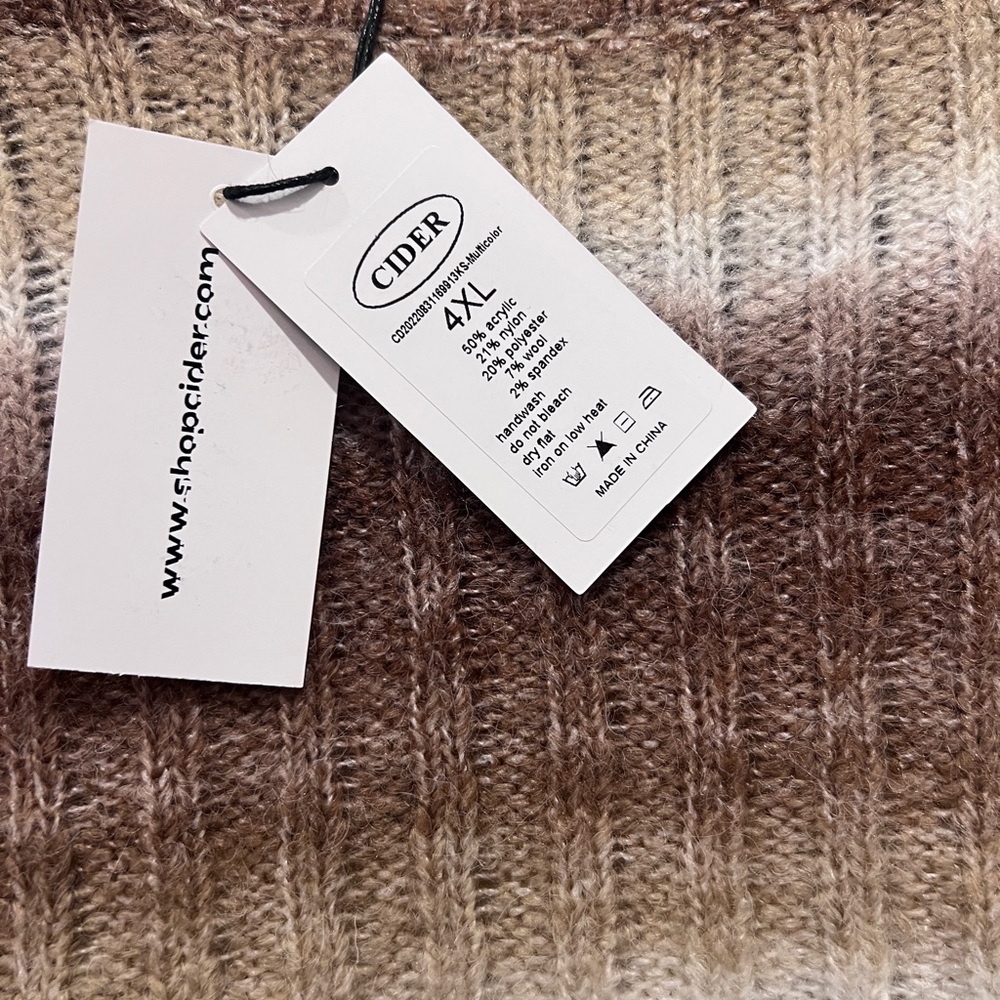 Cider Women's Sweater in Brown and Cream Ombre - Picture 2 of 3